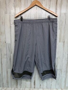 Nike Dri Fit Basketball Gray Black Shorts Mens Size XL Logo